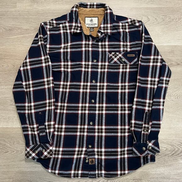 Legendary Whitetails Blue Flannel Plaid Long Sleeve Men's Size M - Picture 2 of 5